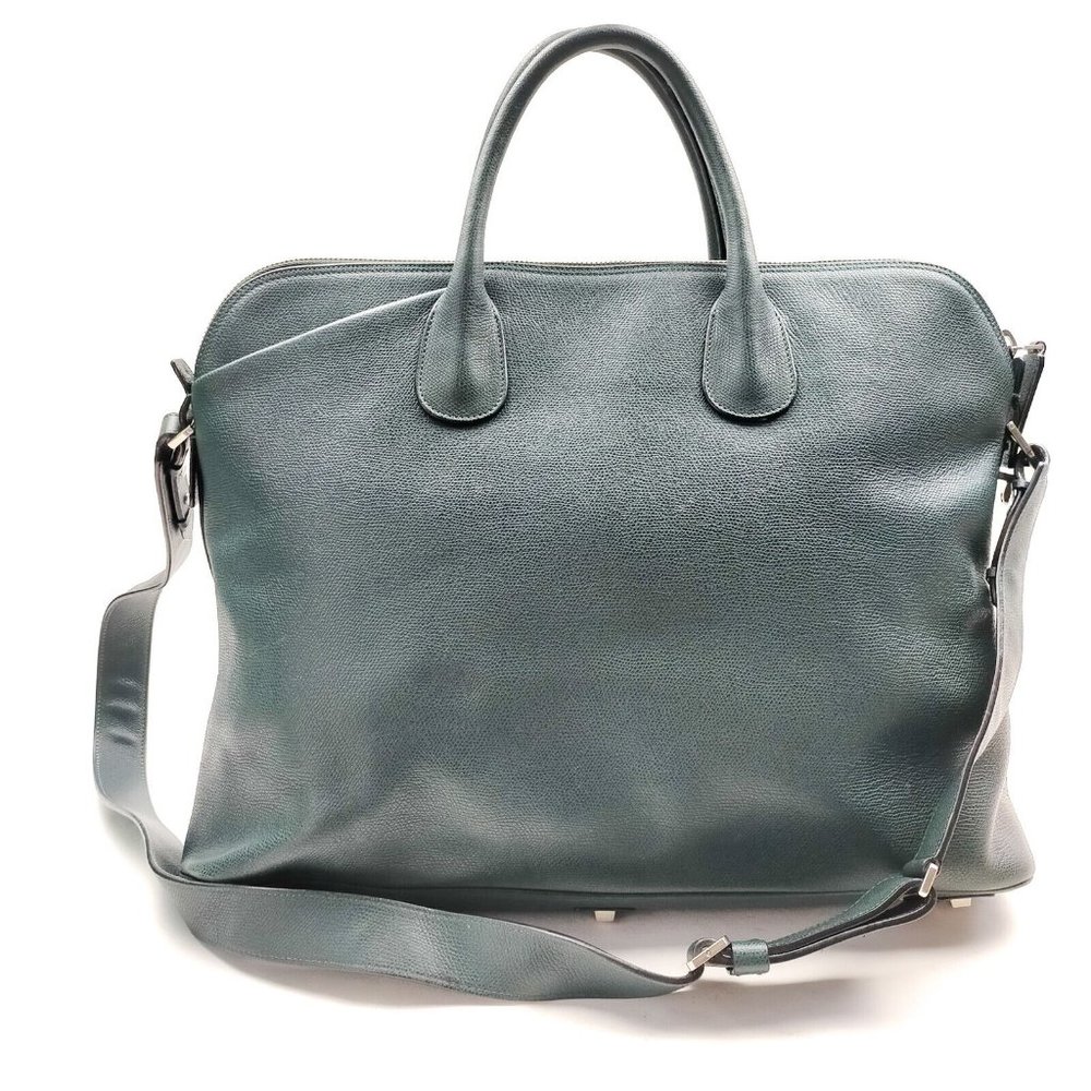 Rare Valextra Hand Bag Green Leather